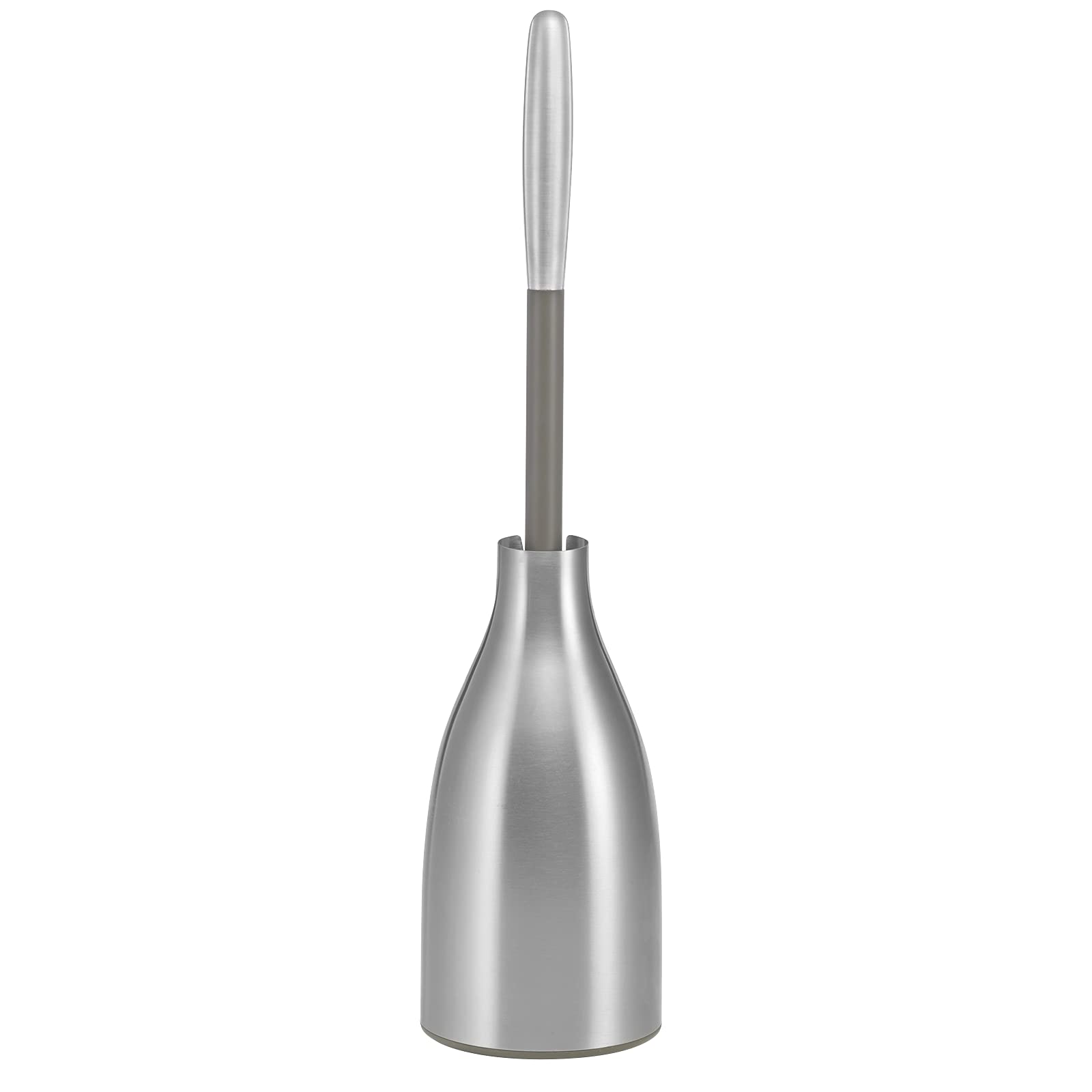 Polder Sleek Stainless Steel Toilet Brush With Caddy, Slim And Discreet Design, Open-Back Design For Odor Control, Rust-Resistan